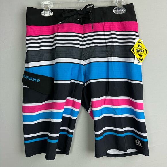 Quiksilver You Know This Men’s 29 Board Shorts Stretch Stripes - Picture 1 of 8